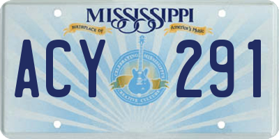 MS license plate ACY291