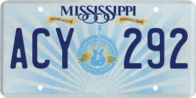 MS license plate ACY292