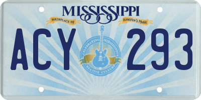 MS license plate ACY293