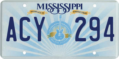 MS license plate ACY294