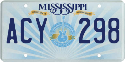 MS license plate ACY298