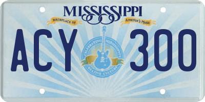 MS license plate ACY300
