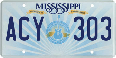 MS license plate ACY303
