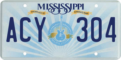 MS license plate ACY304