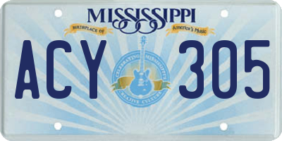 MS license plate ACY305