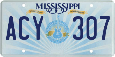 MS license plate ACY307