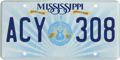 MS license plate ACY308