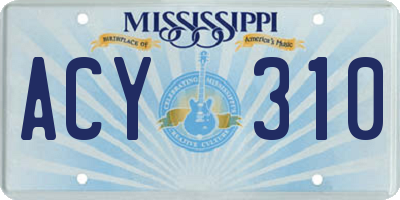 MS license plate ACY310
