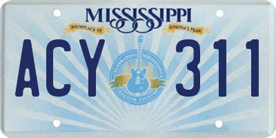 MS license plate ACY311