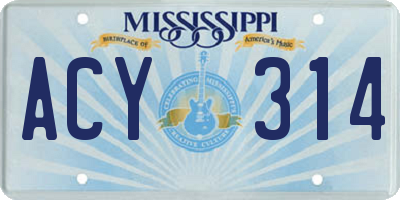 MS license plate ACY314
