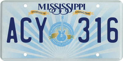 MS license plate ACY316
