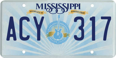 MS license plate ACY317