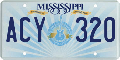 MS license plate ACY320