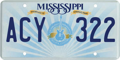 MS license plate ACY322