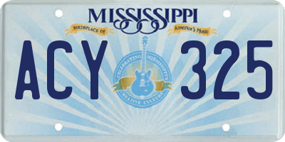 MS license plate ACY325
