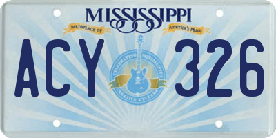 MS license plate ACY326