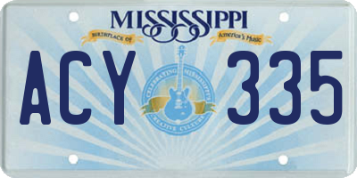 MS license plate ACY335