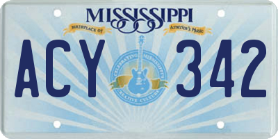 MS license plate ACY342