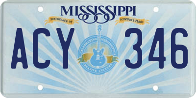 MS license plate ACY346