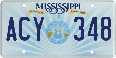 MS license plate ACY348