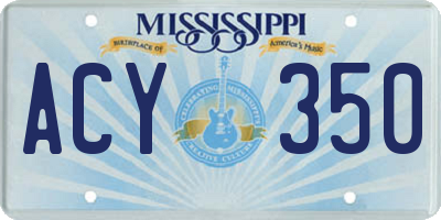 MS license plate ACY350