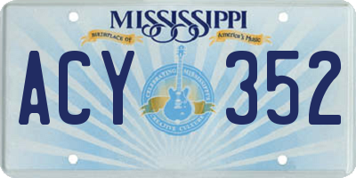 MS license plate ACY352