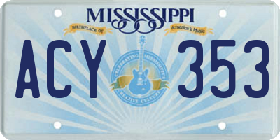 MS license plate ACY353