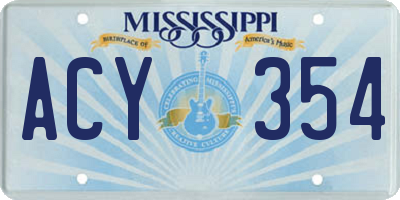 MS license plate ACY354