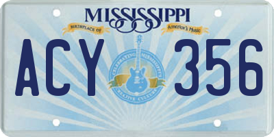 MS license plate ACY356