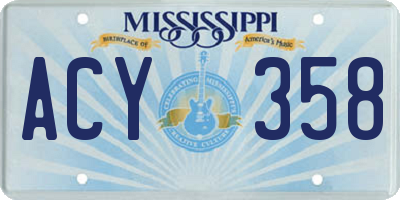 MS license plate ACY358