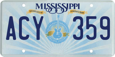 MS license plate ACY359
