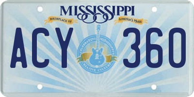 MS license plate ACY360