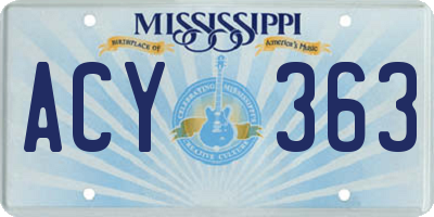 MS license plate ACY363