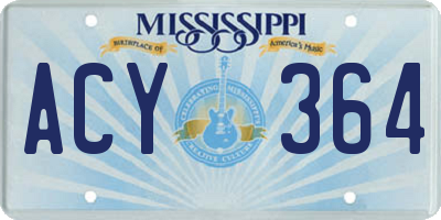 MS license plate ACY364