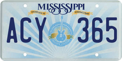 MS license plate ACY365