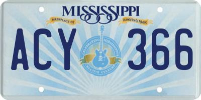 MS license plate ACY366
