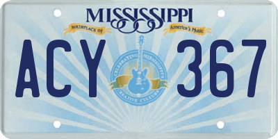 MS license plate ACY367