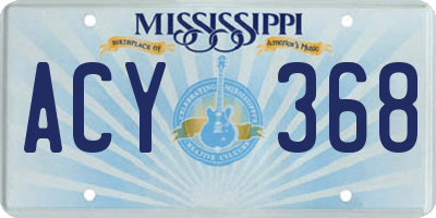 MS license plate ACY368