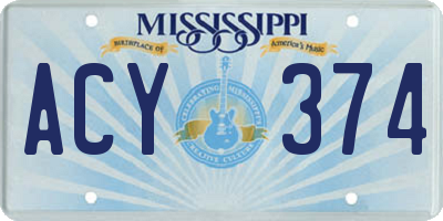 MS license plate ACY374