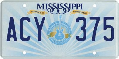 MS license plate ACY375