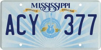 MS license plate ACY377