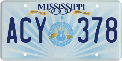 MS license plate ACY378