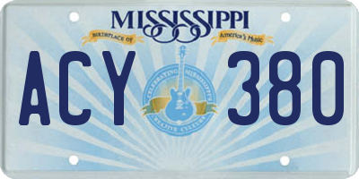 MS license plate ACY380
