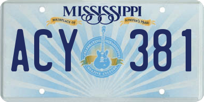 MS license plate ACY381
