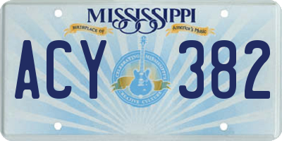MS license plate ACY382