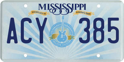 MS license plate ACY385