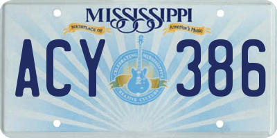 MS license plate ACY386