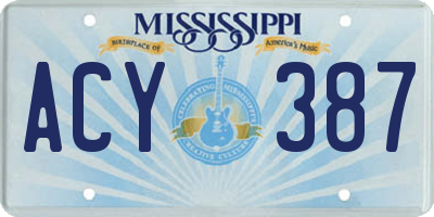 MS license plate ACY387