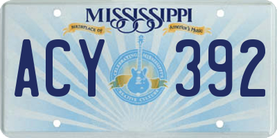 MS license plate ACY392