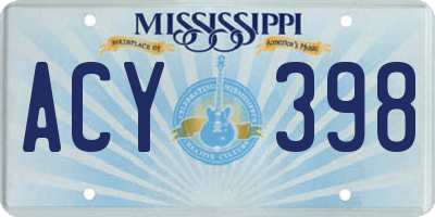 MS license plate ACY398